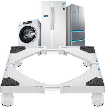 en.casa Waschmaschinen-Untergestell Marklohe Waschmaschinen Sockel mit 4 Füßen Podest max. 300 kg Edelstahl Weiß