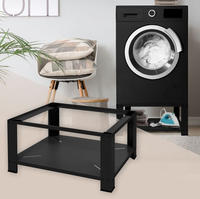 Ml-design - Waschmaschinen Untergestell Mit Ablage 63x54 Cm Stahl Schwarz Bis 150kg,