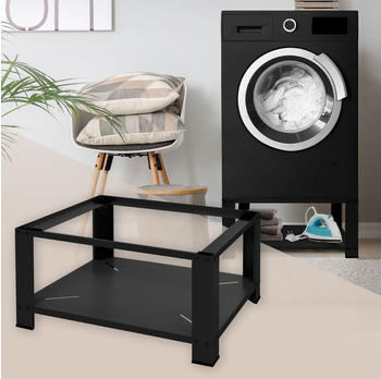 ML-Design Waschmaschinen Untergestell mit Ablage, 63x54 cm, Schwarz, aus Stahl, bis 150kg,
