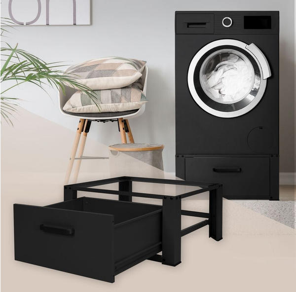 ML-Design Waschmaschinen Untergestell mit Schublade, 63x54 cm, Schwarz, aus Stahl, bis 150kg,
