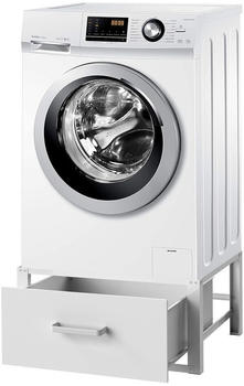 DanDiBo Waschmaschinen Untergestell mit Schublade Metall Weiß 96502