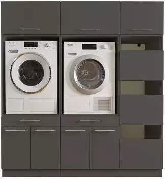 Laundreezy 2x Waschmaschinenschrank und 3x Schrankaufsatz anthrazit 91-220-C0