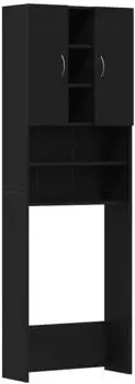 vidaXL Waschmaschinenschrank Schwarz Eichen-Optik 64x25,5x190 cm