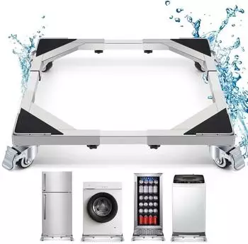 LuxusKollektion Waschmaschinen-Untergestell mit Rollen, verstellbar 50-70cm, Edelstahl, 300kg