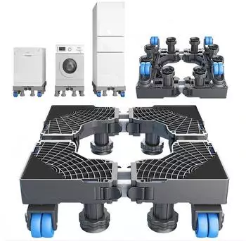 LuxusKollektion Waschmaschinen-Untergestell Doppelrohr, 8 Füße + 4 Räder, höhenverstellbar 45-68cm, bis 450kg