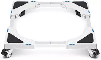 LuxusKollektion Waschmaschinen-Untergestell verstellbar 40-60cm, 200kg, 4 Schwenkräder, weiß