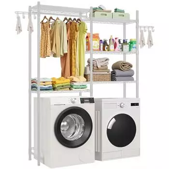 VEVOR Lagerregal für Waschmaschine/Trockner, 2-reihig, 5 Ebenen, weiß (TZ-HA005)
