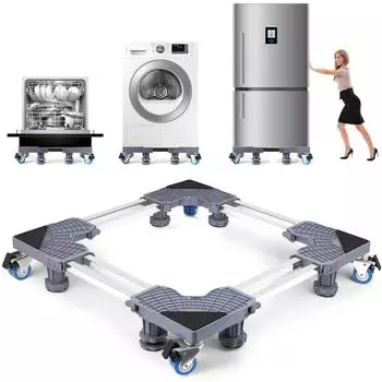 LuxusKollektion Waschmaschinen-Untergestell verstellbar 45-70cm, 8 Füße & 4 Räder, grau, 500kg
