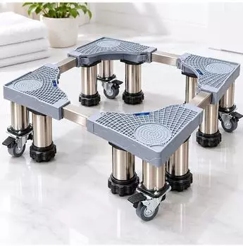 Relaxdays Waschmaschinenuntergestell verstellbar, 42-65cm, bis 400kg, 4 R&auml;der & 8 F&uuml;&szlig;e