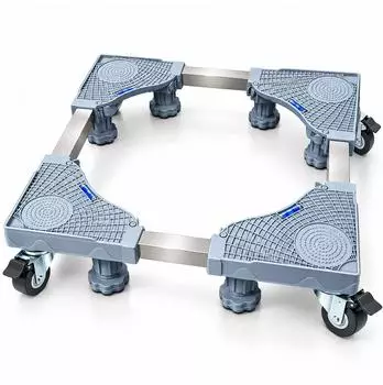 Relaxdays Waschmaschinenuntergestell verstellbar, 42-65cm, bis 300kg, 4 R&auml;der & F&uuml;&szlig;e