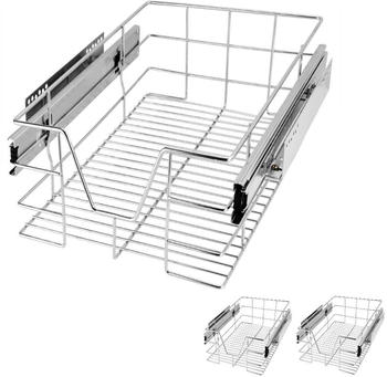 Casaria K&uuml;chenschublade 30 40 50 60cm Vollauszug 25kg Belastbar Montagematerial Verchromt K&uuml;che Kleiderschrank Teleskopschublade verschiedene Sets, Breite: 30cm,3er Set