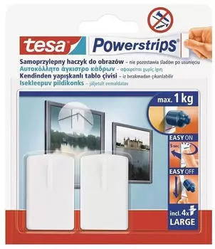 tesa Selbstklebender Haken zum Aufhängen von Bildern 2 Stk. Powerstrips Tesa