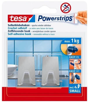tesa Powerstrips Haken Small Metall ECKIG - Selbstklebender WandhakenMetall