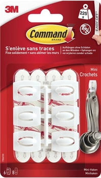3M Command Klebehaken, Mini-Haken, Wei&szlig; - 6 Haken selbstklebend und 8 kleine Strips