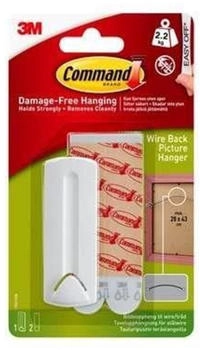 3M Command Bilderhaken für Seilaufhängung mit Command Klebestreifen bis zu 2 kg Tragkraft 75 x 25 mm 1 Packung