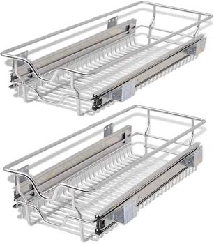 vidaXL Korbauszug Einbauschublade 2 Stk. Silbern 300 mm (50478)
