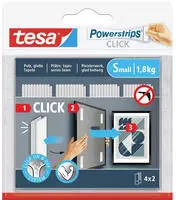TESA 77720-00000-00, tesa Powerstrips CLICK Klett-Klebepads, Small 1,8kg (4 x 2