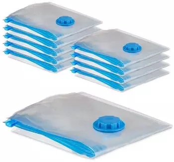 Relaxdays 40x Vakuumbeutel f&uuml;r Kleidung Blau ransparent