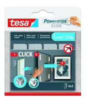 TESA 77722-00000-00, tesa Powerstrips CLICK Klett-Klebepads, Large 7,2kg (4 x 2