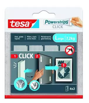 tesa Powerstrips Click Large 8,5 x 2 cm 7,2 kg Belastung 4 x 2 Stk.