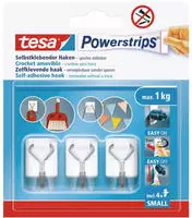 TESA 57615-00003-00, Tesa Powerstrips Draht Haken 3x selbstklebend wei&szlig;