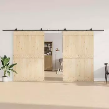 vidaXL Schiebet&uuml;rbeschlag-Set 427cm Stahl Schwarz (3295784)