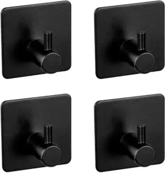 Wenko Ureo Wandhaken 4er-Set selbstklebend Edelstahl schwarz (91893760-0)