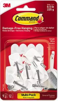3M Drahthaken Weiß Klein, Vorteilspack 9 Stück (COM170679VP)