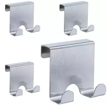 Relaxdays Doppelhaken f&uuml;r T&uuml;ren, Edelstahl, rostfrei, Silber, 40er-Set
