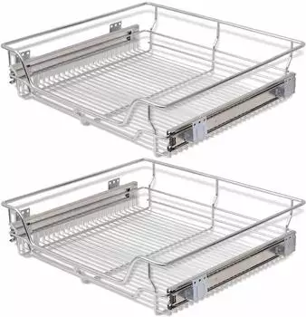 vidaXL Korbauszug 600mm silbern, 2 Stk. (50481)