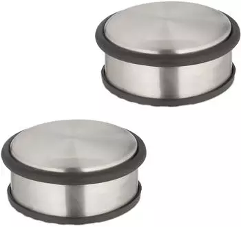 Relaxdays Edelstahl Türstopper im 2er Set Schwarz ilber