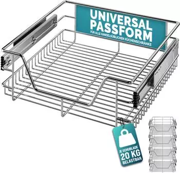 Casaria Teleskopschublade 50 cm Silber Metall