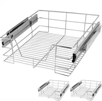 Casaria Teleskopschublade 50 cm 3-tlg. Silber