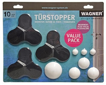 Wagner Türstopper & Wandstopper/Wandpuffer - 10 TLG, schwarz/weißes Vorteilspack/Value Pack - 3 x 3STOP, 3 x Wandpuffer - 15700010