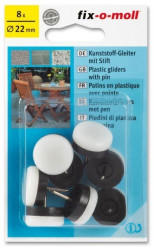 Fix-o-moll Kunststoffgleiter mit Stift rund 22mm weiß
