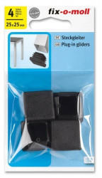 Fix-o-moll Steckgleiter 25mm x 25mm schwarz