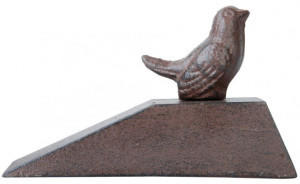 Esschert Design Esschert 3 Stück Türkeil Vögel, Türstopper in Keilform mit kleinem Vogel aus rötlichem Eisenguss