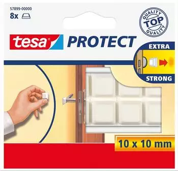 tesa M&ouml;belgleiter + Schutzpuffer, Protect (Anschlagd&auml;mpfer, 8St&uuml;ck)