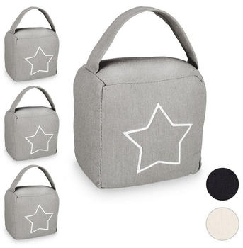 Relaxdays Bodent&uuml;rstopper 4 x T&uuml;rstopper Sack Stern grau
