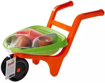 Simba Kleine Schubkarre mit Gartenwerkzeug, Sandspielzeug, 5-teilig, 46cm (107134718)