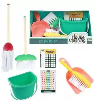TOI-TOYS House Cleaning Reinigungsset 7-teilig, Eimer & Besen (13251)