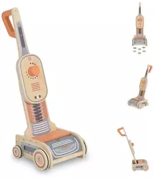 Moni Kinder-Spielzeugstaubsauger W10D888, Holz, orange (112295)