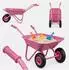 Relaxdays Schubkarre für Kinder, 2 Räder, rosa, Metall/Kunststoff, 74x43x36cm