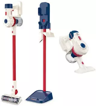 Lean Toys Kinder-Spielzeugstaubsauger mit Licht & Sound, 3 Aufsätze, Ladestation