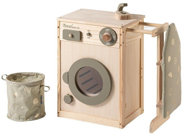 Howa Kinderwaschmaschine aus Holz mit Wäscheleine und Bügelbrett