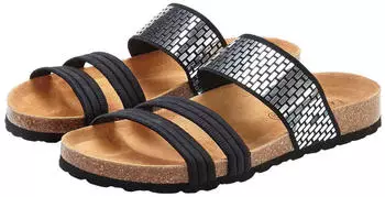 Lascana Pantolette Korkfu&szlig;bett und elastischen Riemchen schwarz