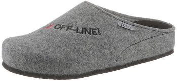 Tofee Pantoffel Schriftzug #Off-Line grau