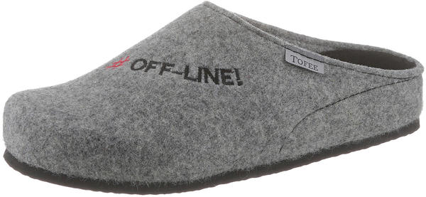 Tofee Pantoffel Schriftzug #Off-Line grau