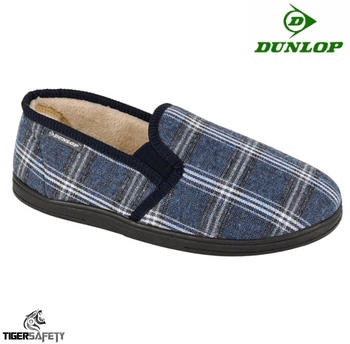 Dunlop Hausschuhe kariert DF2267 marineblau