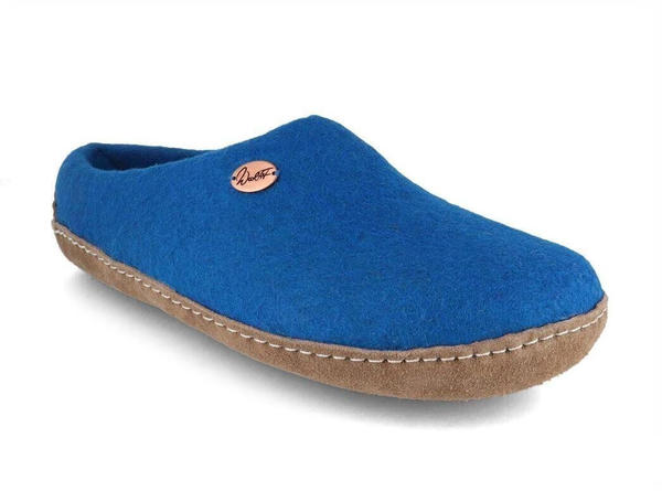 WoolFit Filz-Hausschuhe Fußbett Footprint blau